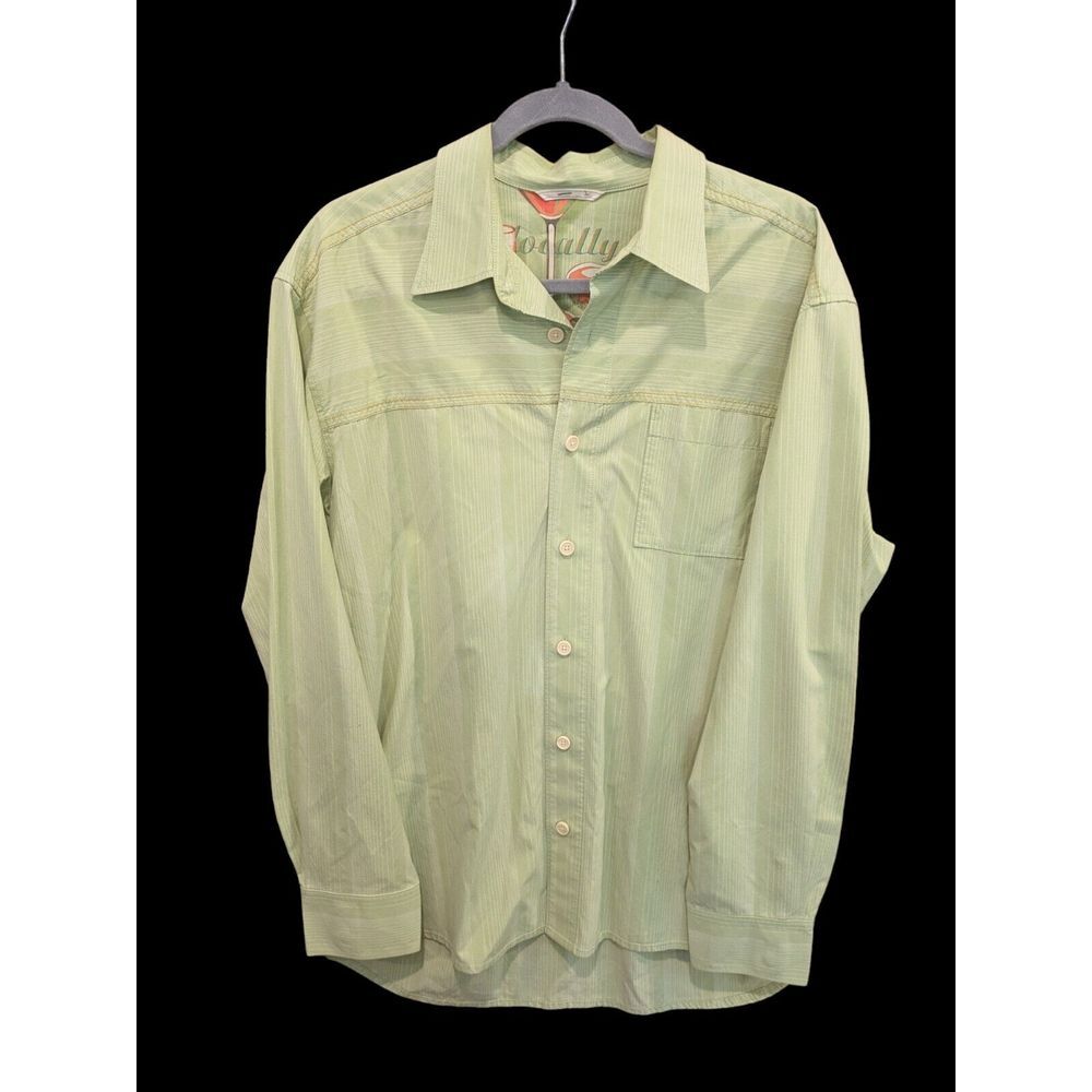 Tommy Bahama Button Up Shirt Size Large Eucalyptus Green Long Sleeve Silk Blend